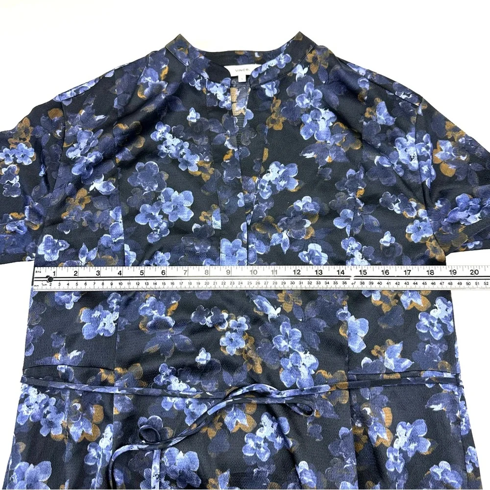 Vince Plumeria Blooms Hammered dress Small long sleeve midi Wedding Guest Floral - Picture 11 of 17